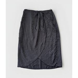 Dress Forum Los Angeles Black Animal Print MIDI Skirt Size L NWT Satin Slit